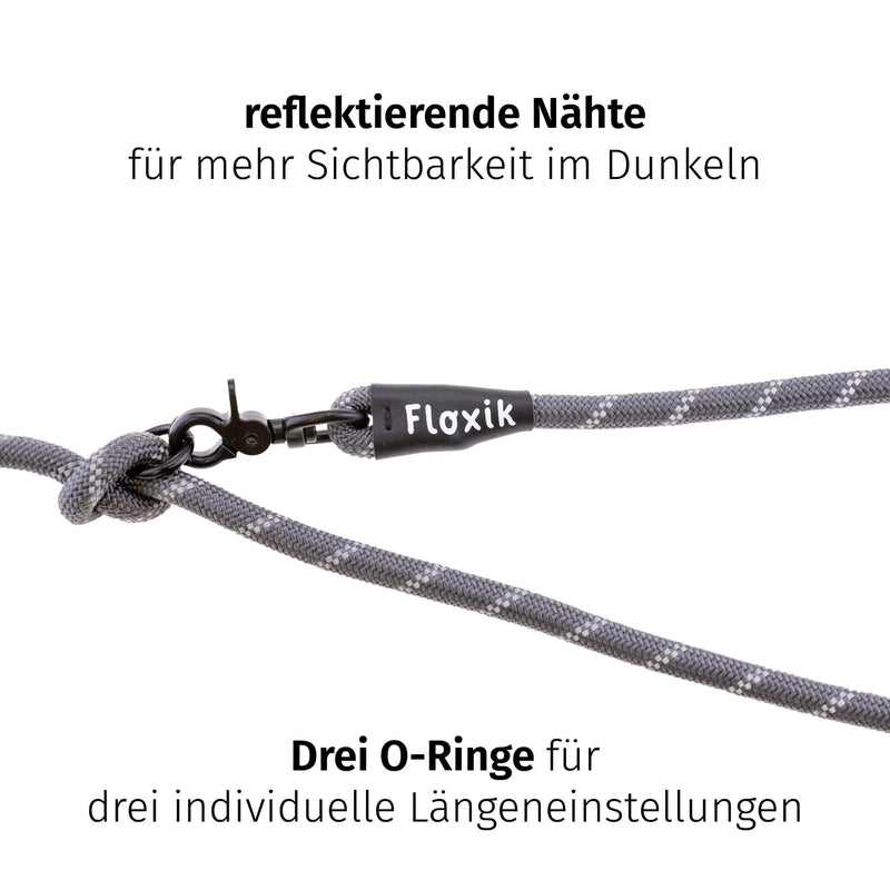 Floxik Premium Dog Lead | Dog leash 3m adjustable - rope leash for small and medium-sized dogs - robust and stylish in gray or orange 3m | ø 12mm - PawsPlanet Australia