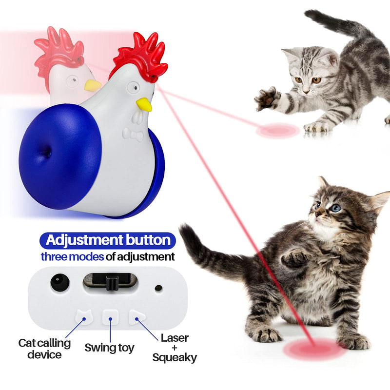 Cat Teaser Toy, Multifunctional Interactive Cat Laser Toy, Indoor, Squeaking, Cat Calling, Self-Weight Balance, Touch Sensor, Recharge, Movable, Healthy and Safe Blue - PawsPlanet Australia