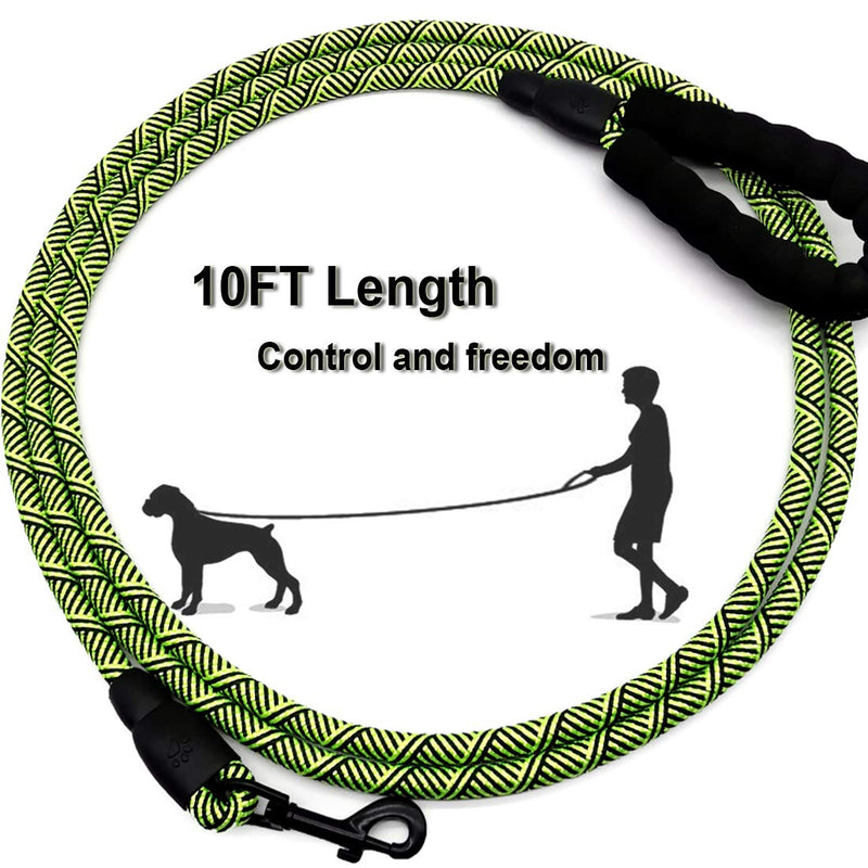 [Australia] - Mycicy 10 FT Rope Dog Leash with Comfortable Padded Handle, Strong Dog Leash for Medium and Large Dogs Walking Training Hiking 1/2" x 10ft Green 