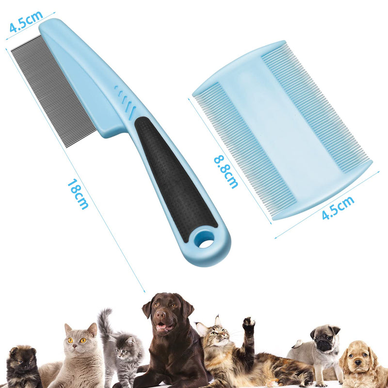 Eruinfang Cat Dog Flea Comb Pack of 2 Pet Comb Stainless Steel Lice Comb Professional Dust Comb Flea Flea Comb Lice Combs Tear Stain Remover Pet Grooming Comb - PawsPlanet Australia