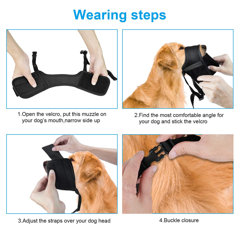 WBYJ Dog Muzzle, Adjustable Nylon Muzzle for Dog with Breathable Mesh and Soft Fabric to Prevent Biting Barking and Unwanted Chewing (XL) XL - PawsPlanet Australia