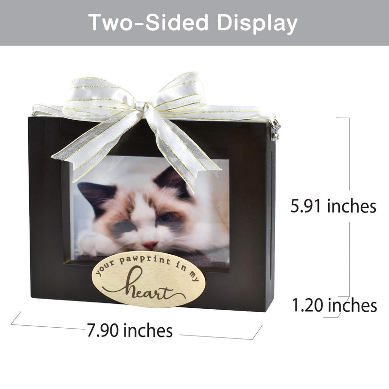 [Australia] - I’m Solid Wood Pet Memorial 2 Sided Picture Frame to Stand & Hang, Great for Pet Remembrance Sympathy Gift, Loss of Pets Dog or Cat Keepsake :Forever Love/Your Pawprint in My Heart”, 4x6 (Brown) Brown 