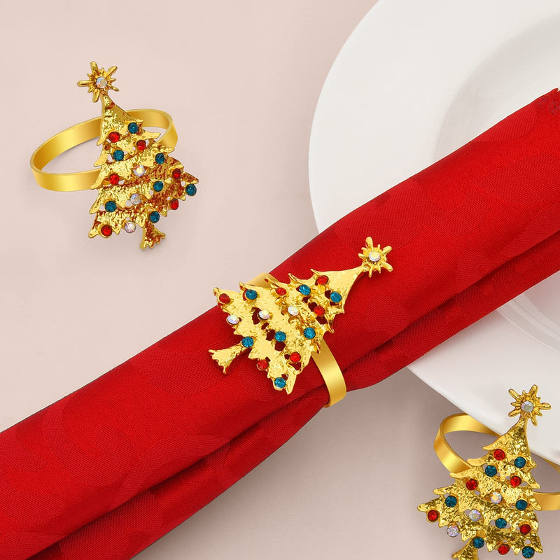 FRAMICS Napkin Rings Set of 6 Christmas Tree Napkin Ring, Table Decoration for Party Holiday Banquet Christmas Thanksgiving - PawsPlanet Australia