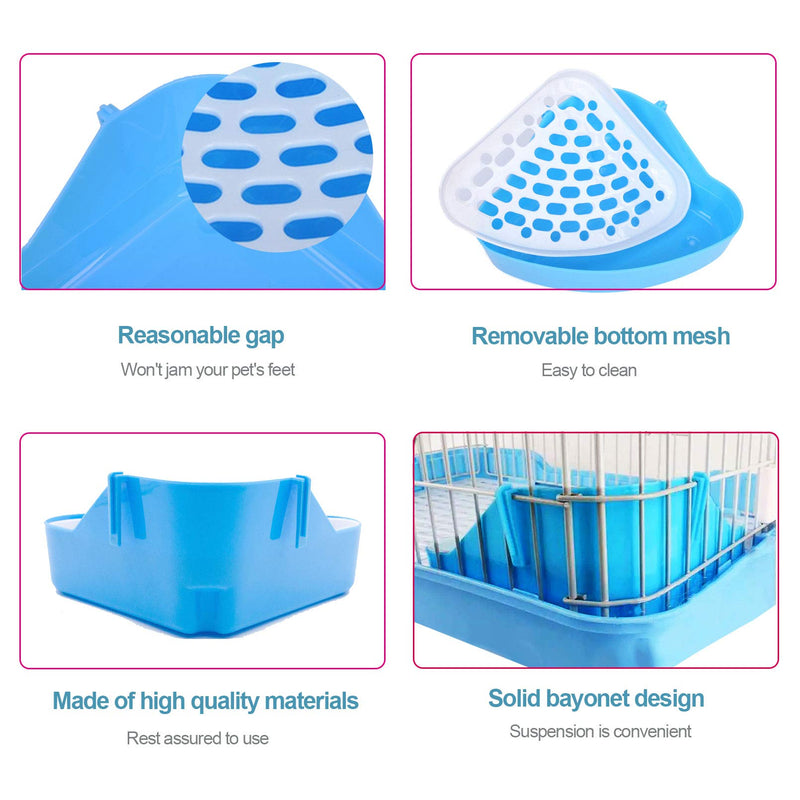 kathson Triangle Potty Trainer Corner Bunny Toilet Guinea Pig Litter Bedding Plastic Box Pet Pan for Rabbit Chinchilla Hamster Ferret Small Animal Blue - PawsPlanet Australia