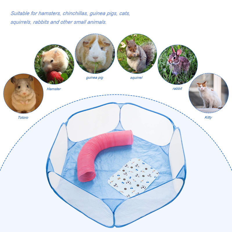 [Australia] - Roundler Small Animal Tunnel, 2 Pack Collapsible Plastic Guinea Pigs Tube Tunnel&3 Pack Grass Balls,Fun Toys for Hiding Training Chinchillas, Ferrets, Guinea Pigs, Gerbils, Hamsters, Dwarf Rabbits Blue 