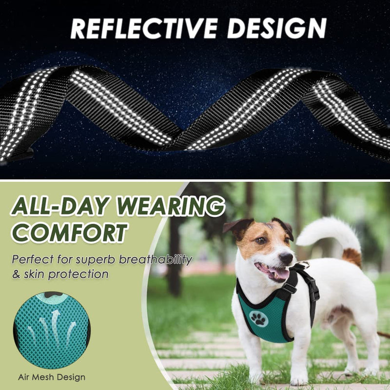 SlowTon Dog Harness with Seat Belt for Car, Double Layer Breathable Latex Mesh Puppy Harness, Regular Safety Harness Dog for All Everyday Sports (Green, M) Green - PawsPlanet Australia