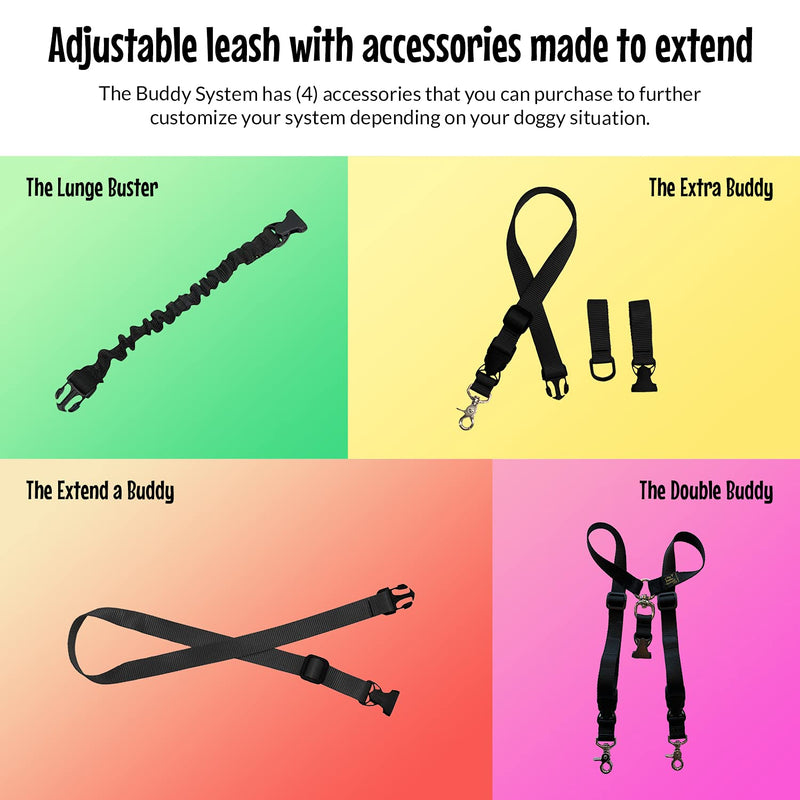 The Buddy System Hands Free Dog Leash, Adjustable Leash for Running, Jogging, Training and Service Dogs, Great for Small, Medium and Large Dogs, Made in USA Regular Belt (22"- 40" Waist) Black - PawsPlanet Australia