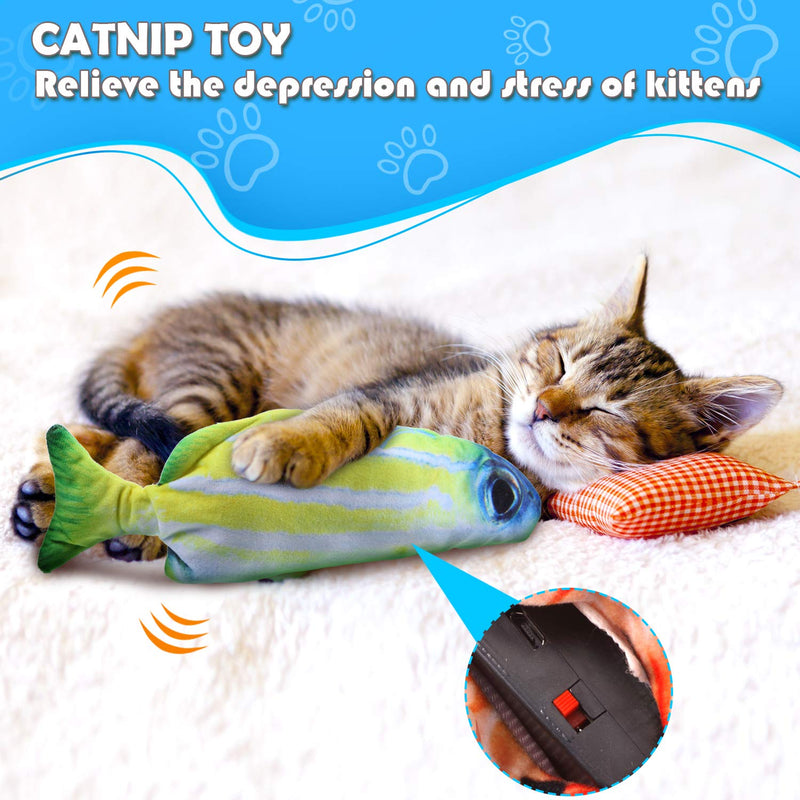 SKYLETY 2 Piece Electric Flopping Fish Moving Fish Cat Toy Wiggle Fish Catnip Toys Motion Kitten Toy for Indoor Cats Pets Kitten - PawsPlanet Australia