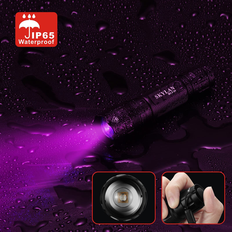 SKYLAN Led UV Mini Flashlight Black Light, 395nm Blacklight Ultraviolet Pocket Flashlights Powered by18650 Rechargeable Battery for Dog Urine, Pet Stains & Bed Bug - PawsPlanet Australia