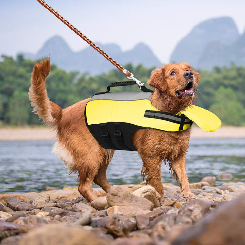 POPETPOP Dog Life Jacket for Swimming - Pet Float Coat Reflective Dog Vest Saver Swimsuit Preserver Vest with Padding for Small, Middle, Large Dogs S - PawsPlanet Australia