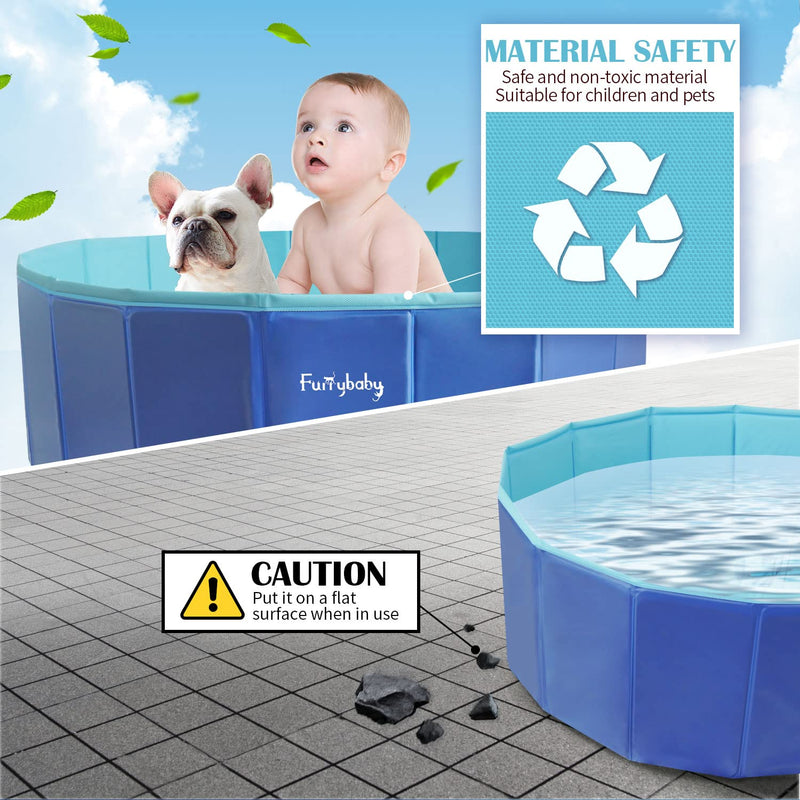 furrybaby Foldable Dog Pool For Dogs, Dog Padding Pool Portable For Dog Bath, Plastic Dog Swimming Pool Large Hard Kid Pool (Navy 80 * 20cm) Small (80×20cm) Blue - PawsPlanet Australia