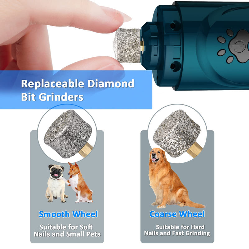 YABIFE Claw Grinder for Dogs, Electric Dog Claw Trimmer, Super Quiet Dog Claw File, Animal Claw Grinder for Small Large Dogs Cats Claw Care & Grooming, 3 Speeds Blue - PawsPlanet Australia