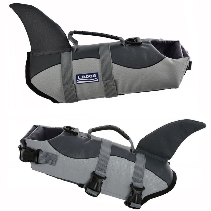 [Australia] - A-MORE Dog Life Jackets Dog Saver Life Jacket Dog Swimming Vest Adjustable Life Jacket for Dogs Medium Grey 