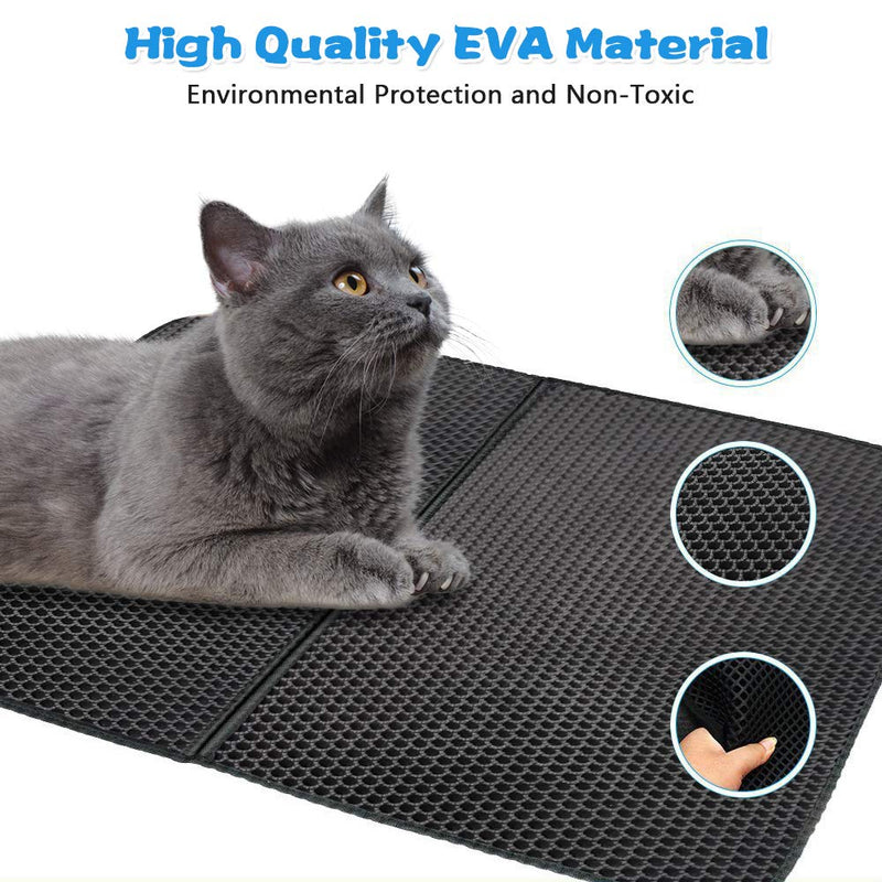 Plartree Cat Litter Mat 45x65cm, Non-Slip Foldable Washable Non-Toxic Double Layer Honeycomb Design EVA Material,Scatter Control, Waterproof Litter Tray Mat Easy to Clean for Litter Trapping - PawsPlanet Australia