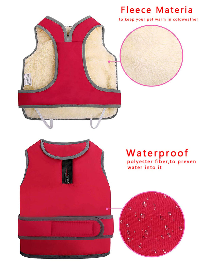 Reflective Waterproof Windproof Dog Coat Cold Weather Warm Dog Jacket Reversible Stormguard Design Winter Dog Vest for Small Medium Large Dogs - Red - XL - PawsPlanet Australia