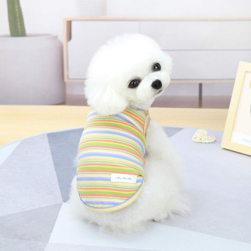 Dog Striped T-Shirt, YAODHAOD Summer Breathable Cotton Shirts, Dog Soft Tank Top Sleeveless Vest Dog Tee Shirt for Small Medium Dog Cat Clothes (2Pack) (Small) S - PawsPlanet Australia