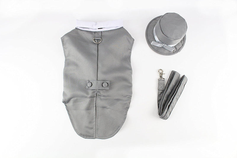 Midlee Dog Tuxedo Wedding Suit- Gray Top Hat & Leash XX-Large - PawsPlanet Australia