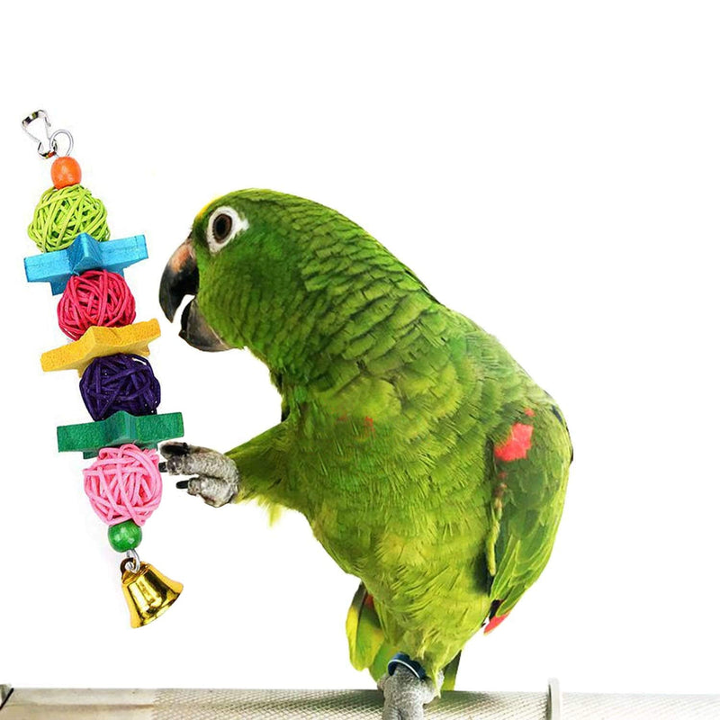 ESRISE 7 Pcs Bird Parakeet Cockatiel Parrot Toys, Hanging Bell Pet Bird Cage Hammock Swing Climbing Ladders Toy Wooden Perch Chewing Toy for Small Parrots, Conures, Love Birds, Finche - PawsPlanet Australia