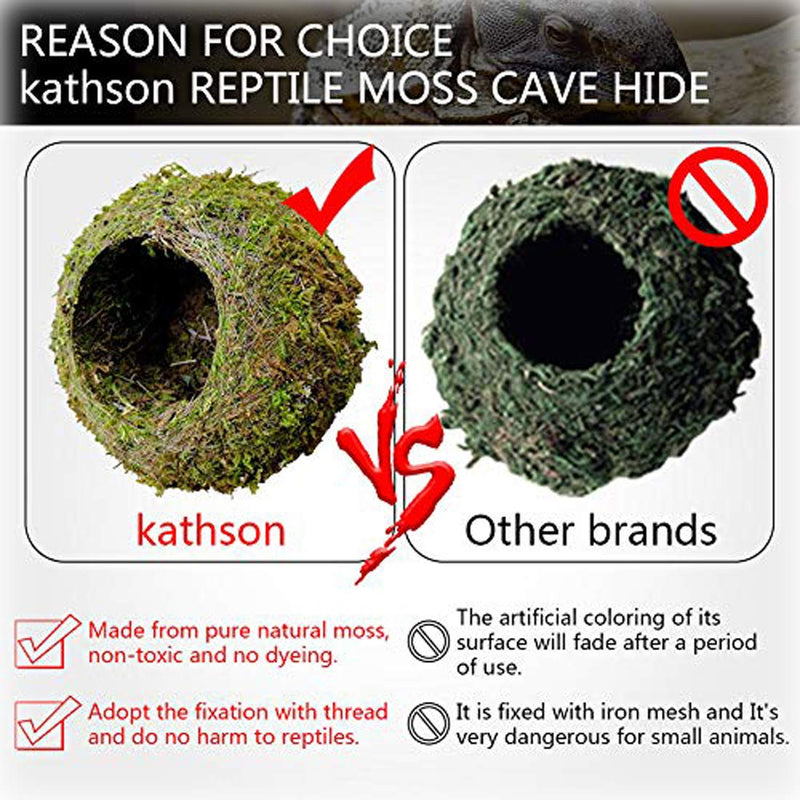 kathson Gecko Hides Moss Cave Hide,7" Green Mossy Hideout Humidity for Turtle Reptile Crested Gecko Spider Lizard Frog Chameleon - PawsPlanet Australia