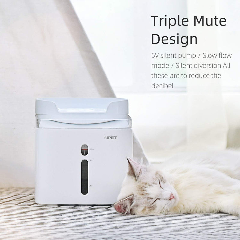 NPET Cat Dog Water Fountain, Pet Drinking Fountain for Cats Dogs, Automatic Fountain Dispenser, Healthy Hygienic Faucet Waterfall Bowl, Quiet Pump Pet Fountain with LED Light Night-Vision, 2.5 L 2.5 L Fountain - PawsPlanet Australia