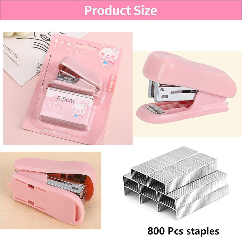 Mini Stapler, 2 Pack Mini Stapler Set Stapler Small Mini Stapler Stapler Small Staple Set, with 800 Standard 24/6 Staples for School Home or Office, for Organizing Files (Pink, Green) - PawsPlanet Australia