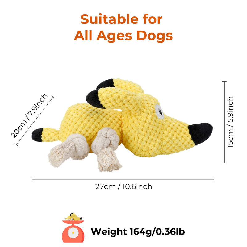 PETTOM Dog Plush Toys Interactive Tough Dog Toys for Small and Large Dogs Birthday Present, Durable Squeaky Dog Toys with Crinkle Paper Yellow Elf Dog Yellow dog - PawsPlanet Australia