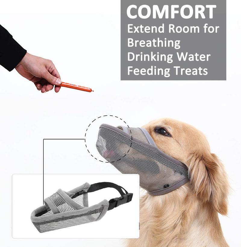 [Australia] - Crazy Felix Nylon Dog Muzzle for Small Medium Large Dogs, Air Mesh Breathable and Drinkable Pet Muzzle for Anti-Biting Anti-Barking Licking XL Grey 