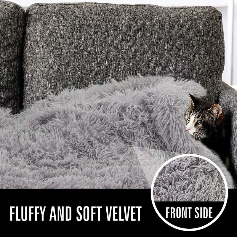 CHMMY Fluffy Dog Blanket, Soft Cat Blanket, Fleece Blanket, Washable Deck for Pets, Dogs, Cats, Puppies, Soft Warm Mat for Pets, Dogs, Cats, Puppies Grey L: 75*100cm - PawsPlanet Australia