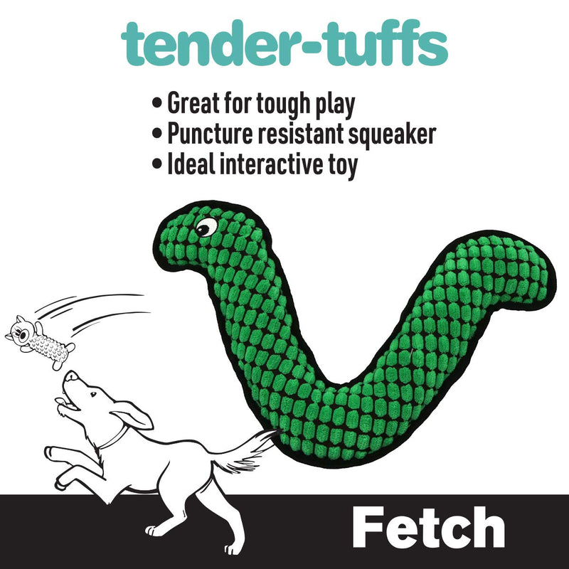 Tender-Tuffs Aussie Cuddly Pet Toy - Stuffed Plush Dog Toy and Cute Squeaky Dog Toys for All Life Stages Green Inchworm - PawsPlanet Australia