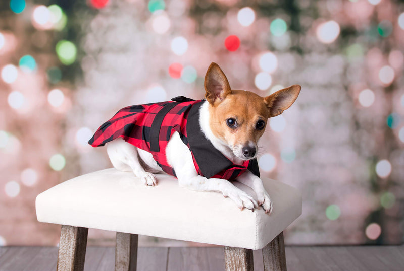 Parisian Pet Designer Buffalo Checkered Red Dog Dress Holiday Party S Buffalo Checkered Dress - PawsPlanet Australia