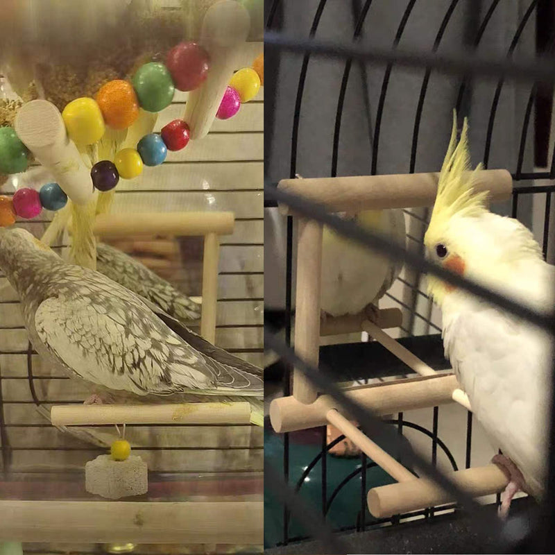 Bird Toy for Parrot Parakeets Conures Cockatiels Cage Swing Wooden Mirror Fun Play Toy for Birds - PawsPlanet Australia