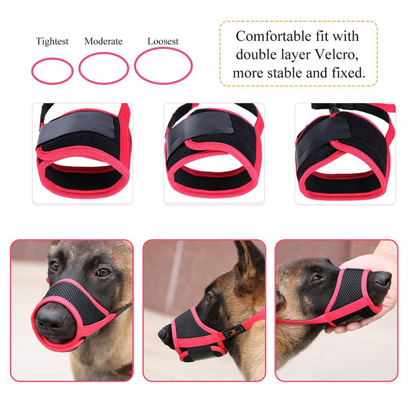 HEELE Dog Muzzle,Soft Nylon Muzzle Anti Biting Barking Chewing,Air Mesh Breathable Drinkable Adjustable Loop Pets Muzzle for Small Medium Large Dogs 4 Colors 4 Sizes XS Black - PawsPlanet Australia