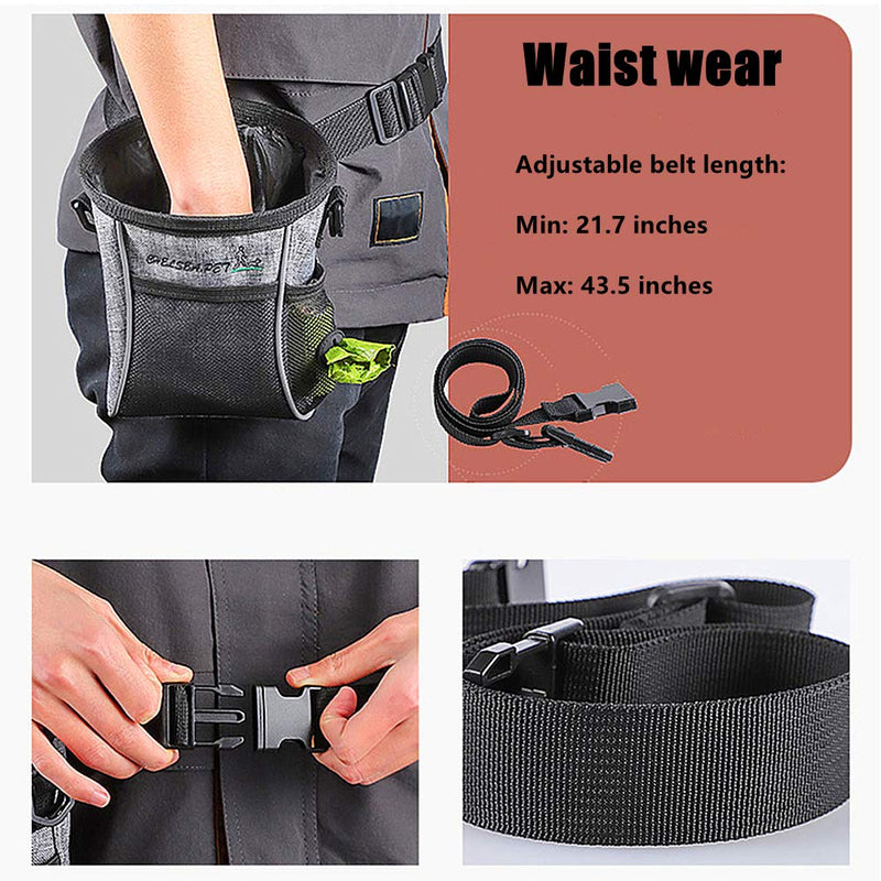 2 Pack Dog Treat Training Pouch,Puppy Treat Bag with Waist Belt Shoulder Strap Waist Clip Collapsible Dog Bowl,Three Wearing Methods, Easy to Carry - Pet Snacks, Dog Toys, Personal Belongings - PawsPlanet Australia