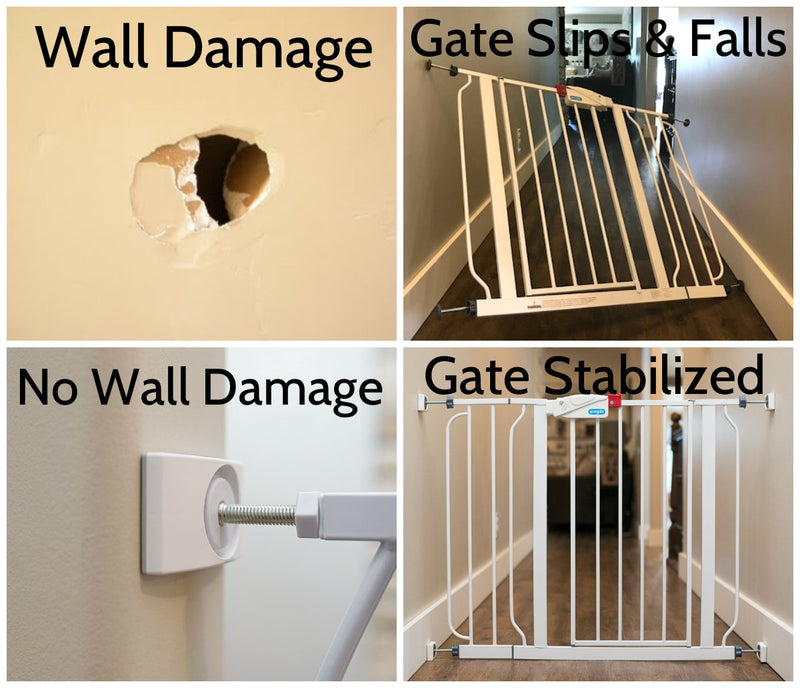 [Australia] - Wall Nanny Extender - 2.5 Inch Baby Gate Extension Extends Pressure Mounted Gates + Protects Walls + Stabilizes Gate - Child Pet & Dog Gates - Works on Stairs - Extends 2.5" Total White 