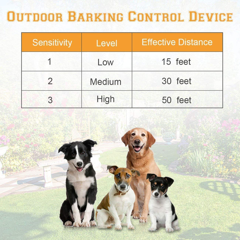 [Australia] - YC° Outdoor Bark Control Device, Anti Barking Device, Ultrasonic Stop Dog Bark Deterrents with Adjustable Ultrasonic Level Control Sonic Bark Deterrents Up to 50 Ft. Range Safe for Dogs black 