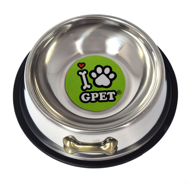 [Australia] - GPET Dog Bowl 32 Oz Stainless Steel Bowls with Anti-Skid Rubber Base for Food or Water Perfect Dish for Dog Puppy Cat and Kitten 2 Pack 