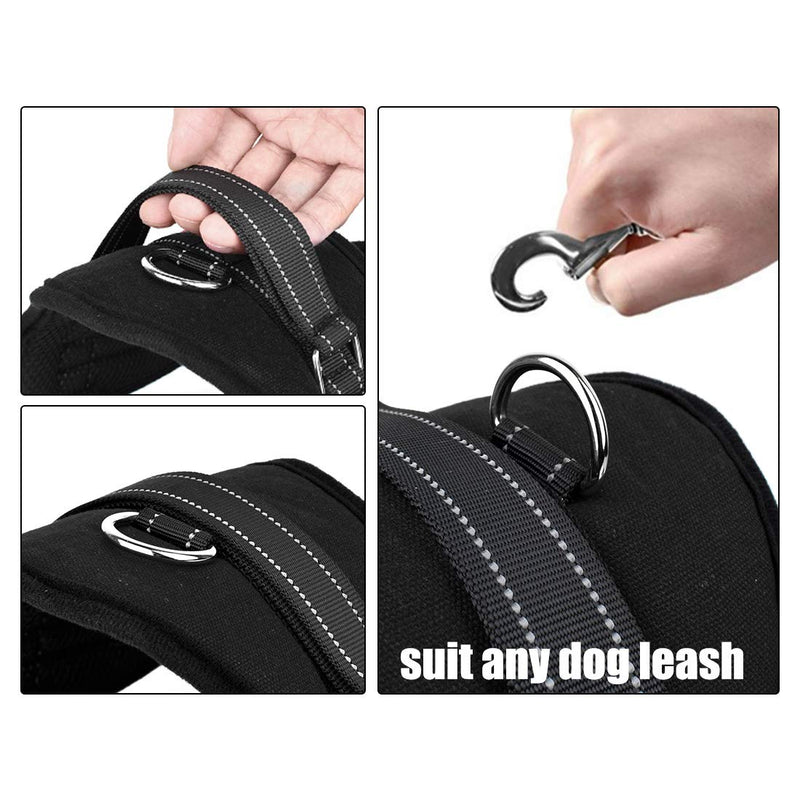 Nasjac No Pull Harness, Dog Vest Harness with Handle Breathable Padded Reflective Front and Back Leash Connectors Adjustable Protectctive Two D Ring Pet Harness for Medium Large Dog Training Walking XL Black - PawsPlanet Australia