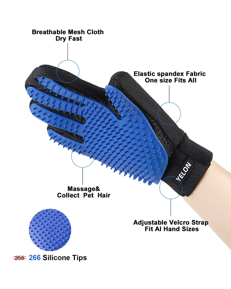 YELON Pet Grooming Gloves,Hair Remover Gentle Deshedding Efficient Brushs,Massage Mitt for Cats,Dogs,Horses and Other Animals Long Short Fur-1 Pair - PawsPlanet Australia