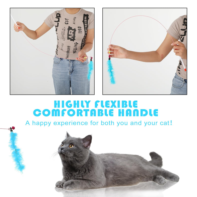 Bewudy Pack of 3 Interactive Cat Toys, Intelligence Cat Toys, Cat Toys Feather with Bells, Cat Fishing Rod with Colorful Feathers for Small Large Cats - PawsPlanet Australia