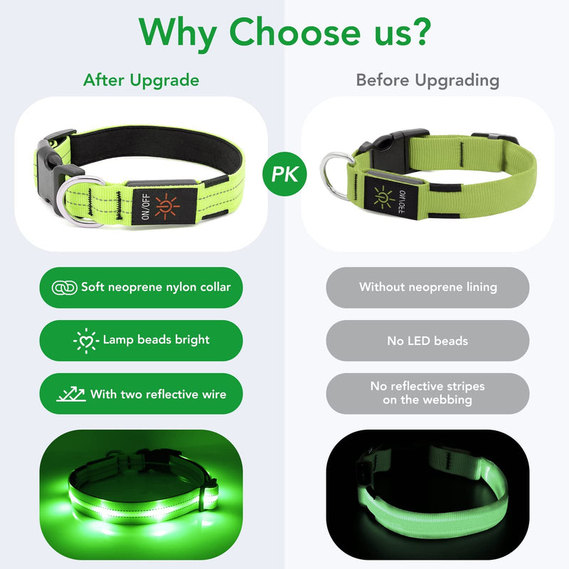 Visinite Rechargeable Dog Light Collar, Fully Adjustable, Waterproof LED Dog Light Collar Made of Neoprene, Glow in the Dark Dog Collar Luminous for Medium Large Dogs Walking at Night L Single LED Light Bulbs - Blue - PawsPlanet Australia