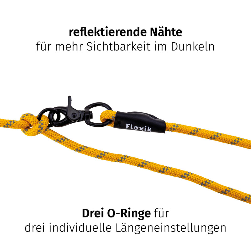 Floxik Premium Dog Lead | Dog leash 3m adjustable - rope leash for small and medium-sized dogs - robust and stylish in gray or orange 3m | ø 8mm - PawsPlanet Australia