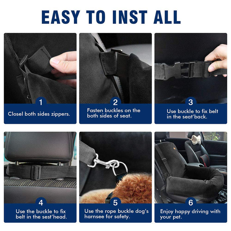 ZEEXIPDR Dog car seat is specially designed for the safety of dogs sitting in the car. The pet booster seat made of short plush soft material is and safe, detachable and easy to clean.(Black) Black - PawsPlanet Australia