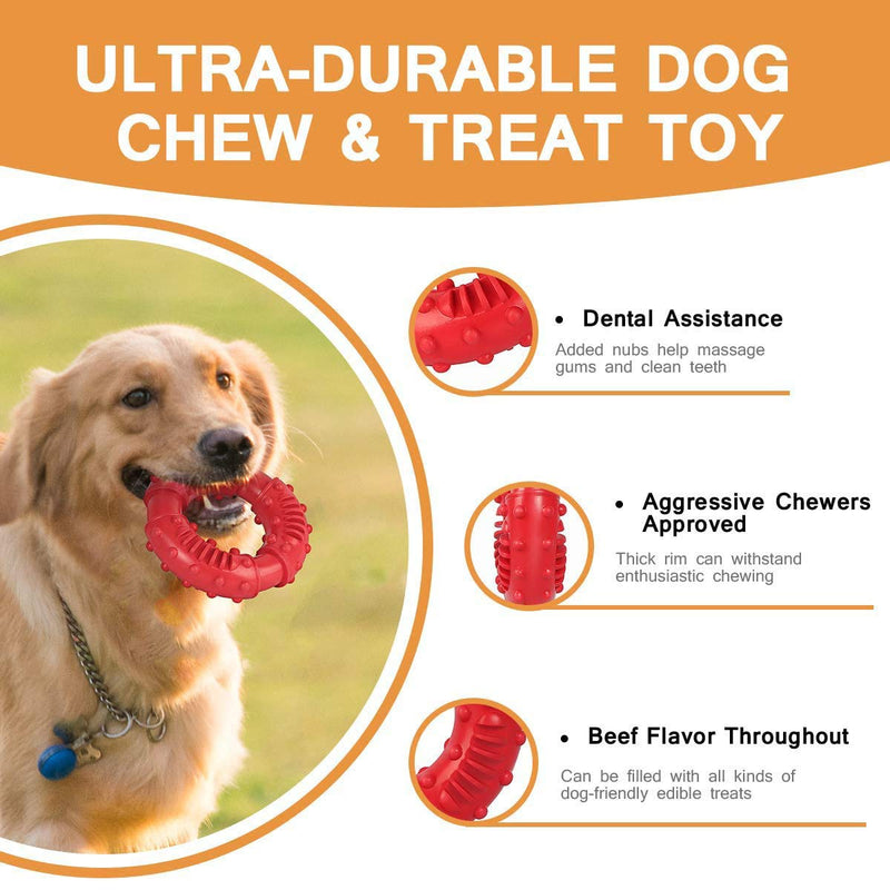 BundleMall Dog Molar Rubber Ring Puppy Chew Circle Bite Resistant Pet Toy,Dog Interactive Circle,for Teeth Cleaning and Training Pool Floating Chew Ring Toys (red) red - PawsPlanet Australia