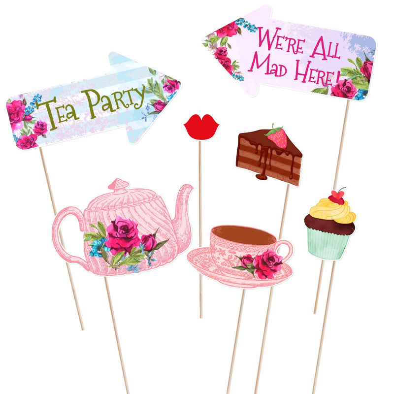 LUOEM Tea Party Photo Booth Props Funny Tea Party Supplies for Wedding Bachelorette Engagement Birthday Bridal Shower Christmas Party Decorations (30 Pack) - PawsPlanet Australia