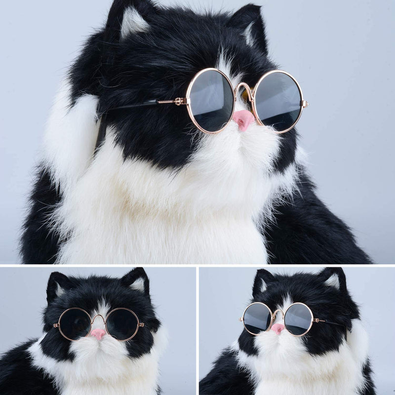 Legendog Glasses for Cats, 2pcs Cat Glasses Cat Gold Chain and Cat Sunglasses, Fashion Cool Pet Sunglasses Adjustable Pet Gold Chain Set for Cats and Small Dogs - PawsPlanet Australia