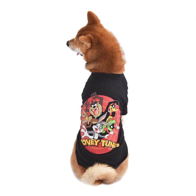 Warner Brothers Looney Tunes Characters Dog T Shirt, Size X-Small in Black | Cute and Soft Pullover Dog T-Shirt for Small Dogs | Machine Washable Pullover Dog Shirt, Light Weight & Semi-Stretch Logo Tee - PawsPlanet Australia