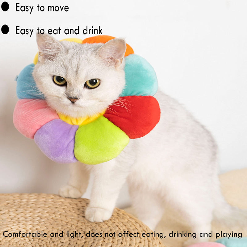 XSQD Cat Recovery Collar, Cone Circle for Pets, Soft Collar with Pet Neck, Neck Brace Cats Soft, Cotton Cute Shaped Elizabeth Collar, Protective Collar Multicolored L - PawsPlanet Australia