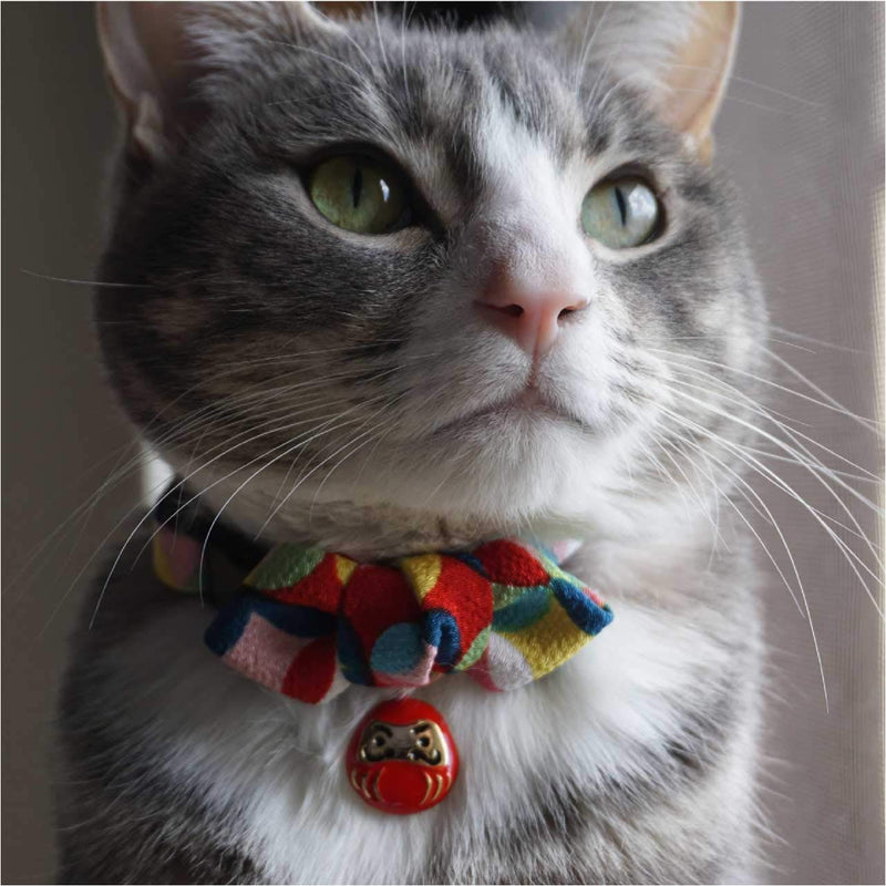 NECOICHI Daruma Charm Bow Tie Cat Collar (Red) - PawsPlanet Australia
