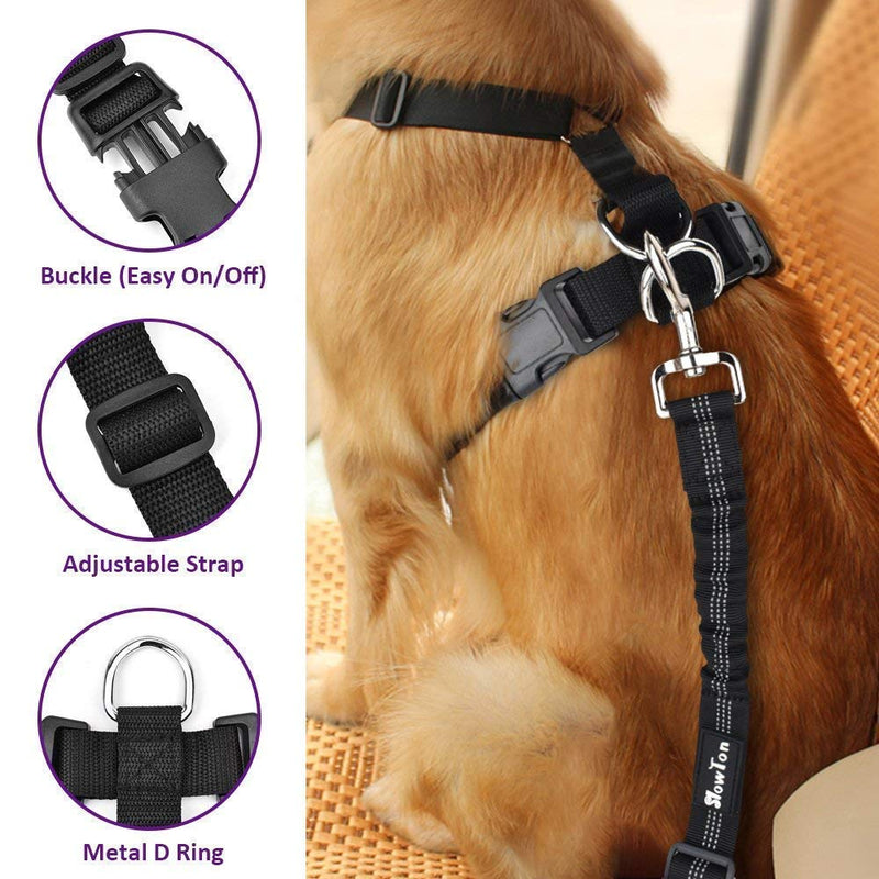 SlowTon Dog Car Harness Plus Connector Strap, Multifunction Adjustable Vest Harness Double Breathable Mesh Fabric with Car Vehicle Safety Seat Belt Small Purple - PawsPlanet Australia