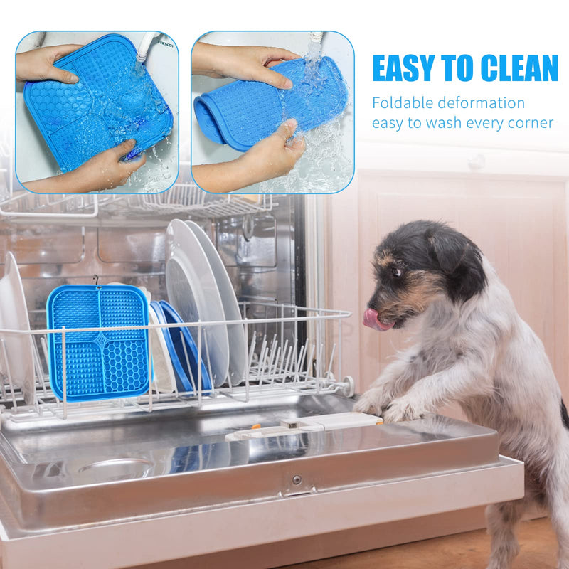 Licking Mat Slow Feeder for Dogs and Cats, Premium Lick Pad with Suction Cups for Dog Anxiety Relief, Slow Feeder Dog Bowls, Bathing, Grooming and Training (Blue) Blue - PawsPlanet Australia